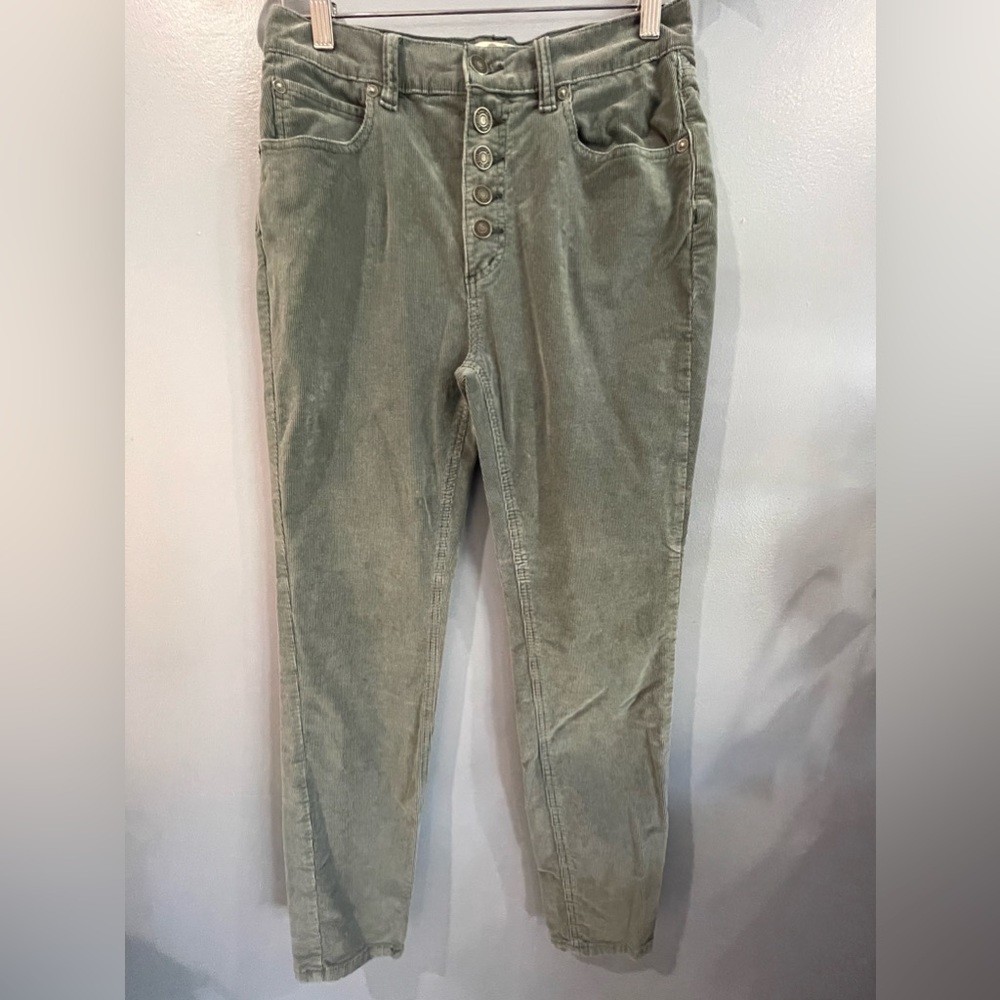 Free People Gray Corduroy 5 Button Straight Leg Size 27
